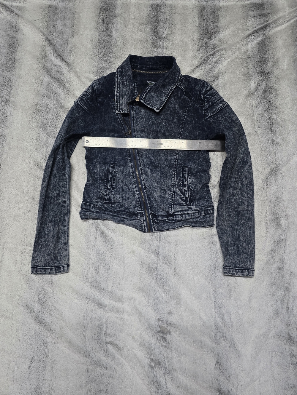 Dark Blue Acid Wash Denim Jacket - Women